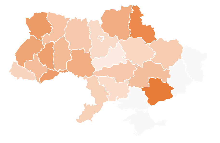 Індекс доступності зарядної інфраструктури в Україні за січень - мапа